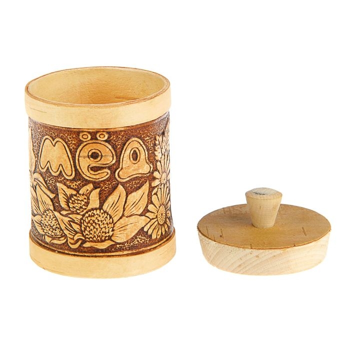 Туес «Цветочный», мёд, 6×9,5 см, береста Туес «Цветочный», мёд, 6×9,5 см, береста