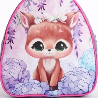 Рюкзак детский для девочки «Оленёнок», 23х20,5х10 см, отдел на молнии, цвет красный Рюкзак детский для девочки «Оленёнок», 23х20,5х10 см, отдел на молнии, цвет красный