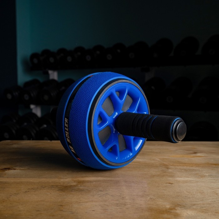 Ролик для пресса ONLYTOP, 28х16х16 см, с ковриком, цвет синий