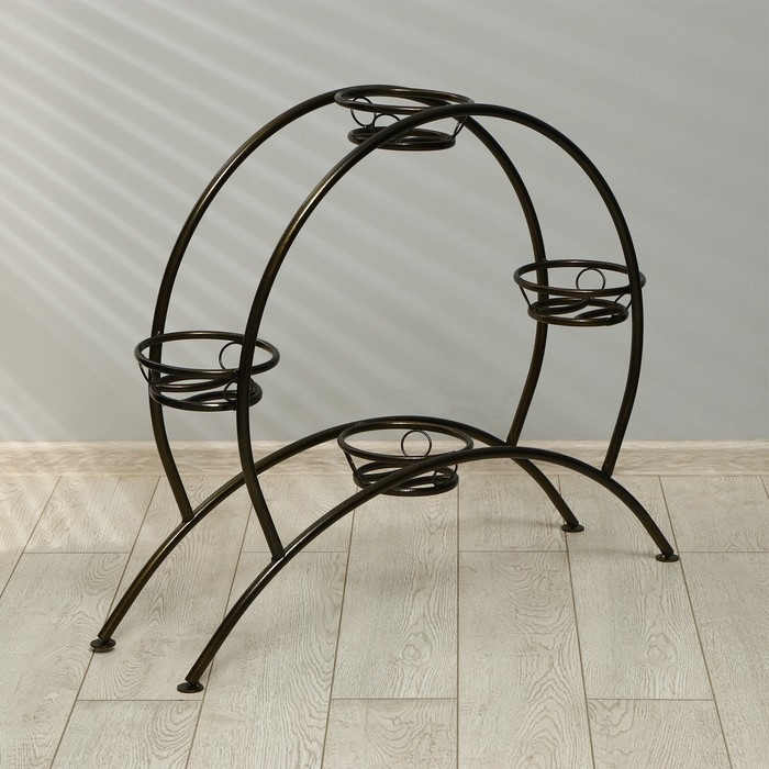 Подставка для цветов, напольная, на 4 горшка, d = 14 см, бронзовая, «Барабан» Подставка для цветов, напольная, на 4 горшка, d = 14 см, бронзовая, «Барабан»