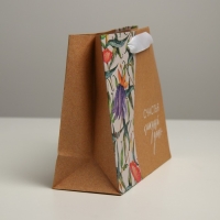 Пакет подарочный крафтовый, упаковка, &laquo;Счастье&raquo;, 22 х 17,5 х 8 см