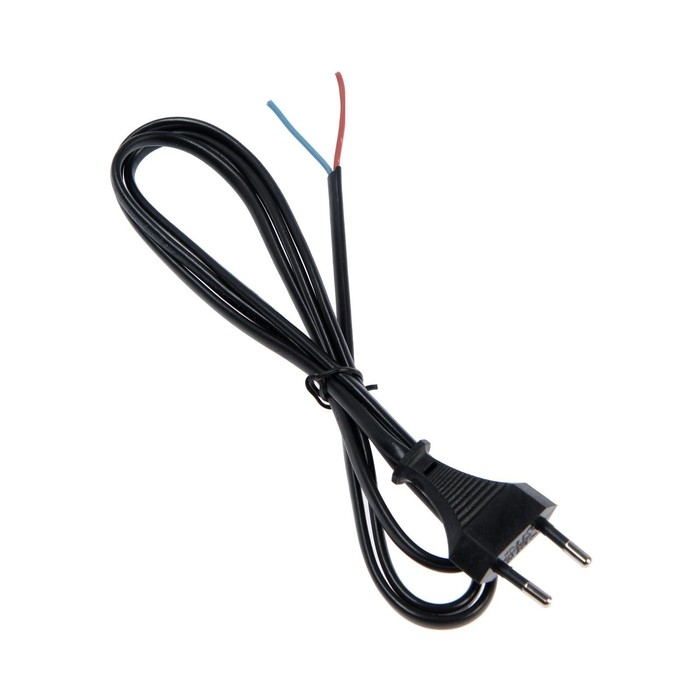 Шнур сетевой с вилкой, 1,5 м, ШВВП 2 х 0.5 мм2, черный Шнур сетевой с вилкой, 1,5 м, ШВВП 2 х 0.5 мм2, черный