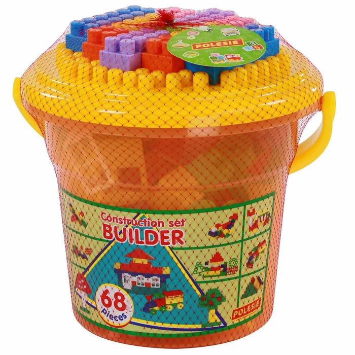 Конструктор &laquo;Строитель&raquo;, 68 элементов, в ведре макси с крышкой