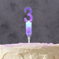 Светодиодная свеча "Цифра 3", 14.5 см, от батареек LR1130х3 (в комплекте), свечение мульти (RGB) Светодиодная свеча "Цифра 3", 14.5 см, от батареек LR1130х3 (в комплекте), свечение мульти (RGB)