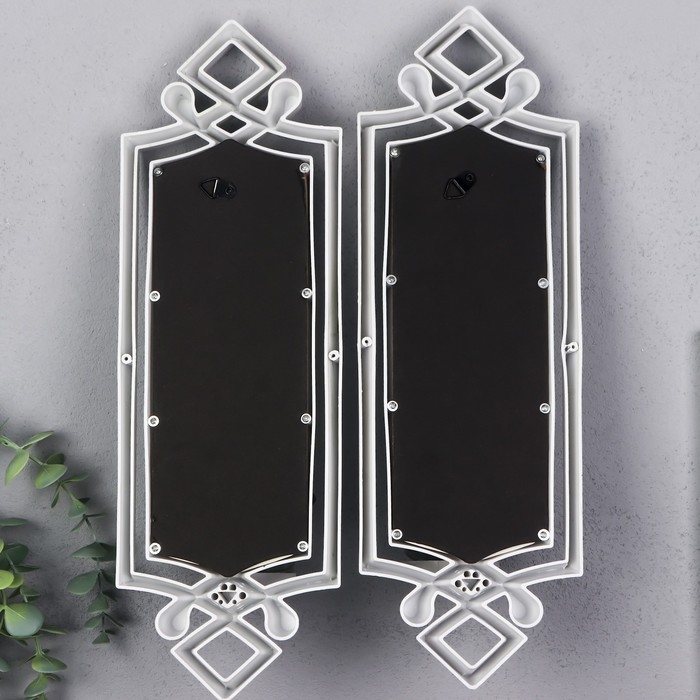 Подсвечник пластик, стекло на 1 свечу "Зеркальный свет" набор 2 шт d-4 см белая 8х11,5х37 см   90688