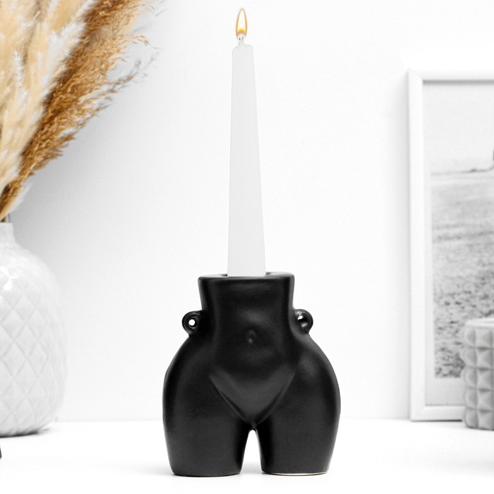 Подсвечник Подсвечник "Марта" черный глянец, 10х6х8см
