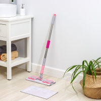 Швабра для мытья пола плоская Доляна, насадка из микрофибры 40&times;12 см, телескопическая стальная ручка 74-109 см, цвет МИКС