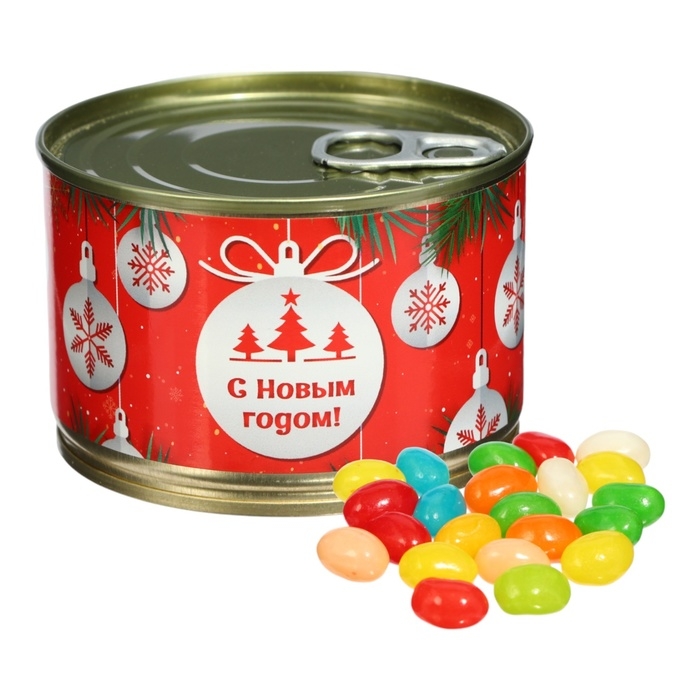 Новый год. Мармеладные бобы "Ёлочные шары", в консервной банке, 100 г