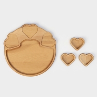 Подарочный набор деревянной посуды Adelica, поднос с 3 соусниками, 30&times;28&times;1,8 см, в подарочной коробке, берёза