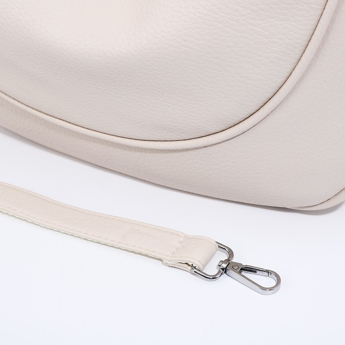 Сумка-мешок на молнии, наружный карман, длинный ремень, цвет светло-бежевый Сумка-мешок на молнии, наружный карман, длинный ремень, цвет светло-бежевый