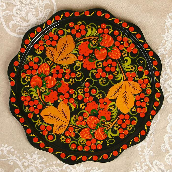 Тарелка &laquo;Блинная&raquo;, хохлома D-30
