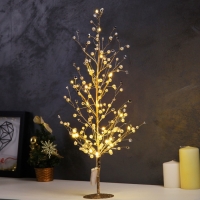 Светодиодный куст &laquo;Бусины&raquo; 55 &times; 30 &times; 3 см, 20 LED, постоянное свечение, от батареек CR2032х2 (в комплекте), свечение тёплое белое