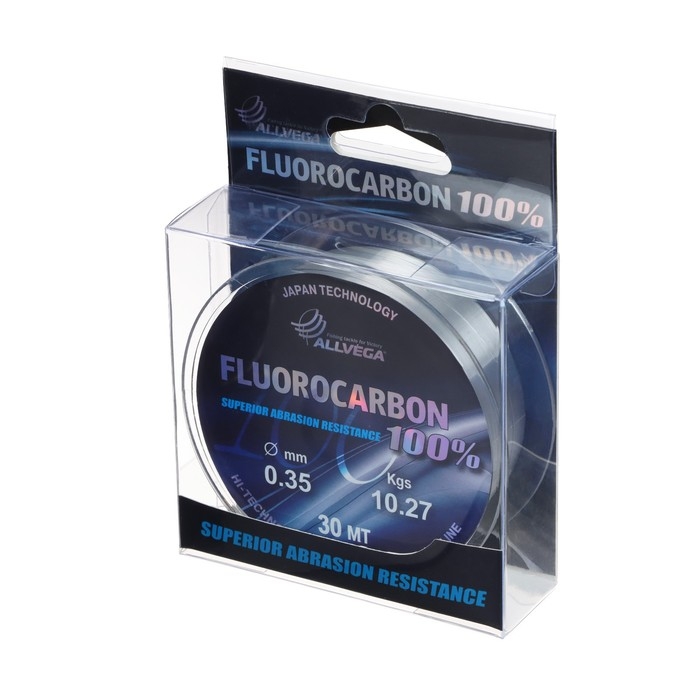 Леска монофильная ALLVEGA FX Fluorocarbon 100%, диаметр 0.35 мм, тест 10.27 кг, 30 м, прозрачная Леска монофильная ALLVEGA FX Fluorocarbon 100%, диаметр 0.35 мм, тест 10.27 кг, 30 м, прозрачная