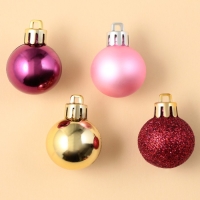 Шары ёлочные новогодние, на Новый год, пластик, d=3 см, 16 шт., цвет винный, розовый и золотой