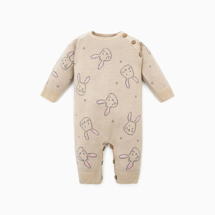 Комбинезон вязаный Крошка Я &laquo;Зайчики&raquo;, рост 74-80 см
