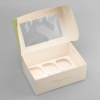 Коробка для 6 капкейков с окном , "8 марта", 25 х 17 х 10 см, кондитерская упаковка Коробка для 6 капкейков с окном , "8 марта", 25 х 17 х 10 см, кондитерская упаковка