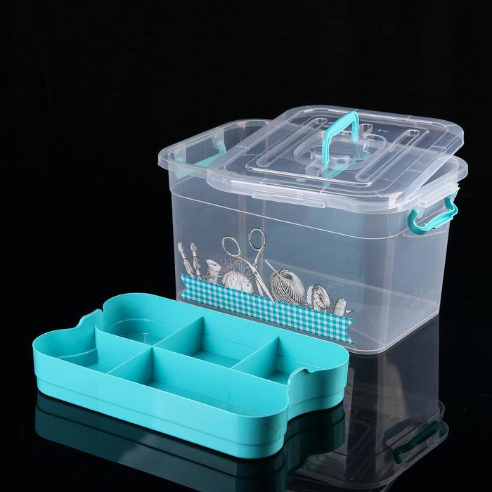 Контейнер для хранения с крышкой и вкладышем &laquo;Рукоделие&raquo;, 10 л, 35&times;23&times;19 см, цвет МИКС