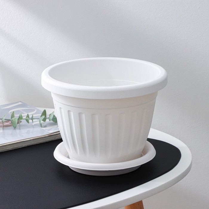 Горшок для цветов с поддоном &laquo;Сильвер ЭКО&raquo;, 2.6 л, d=20 см, цвет белый