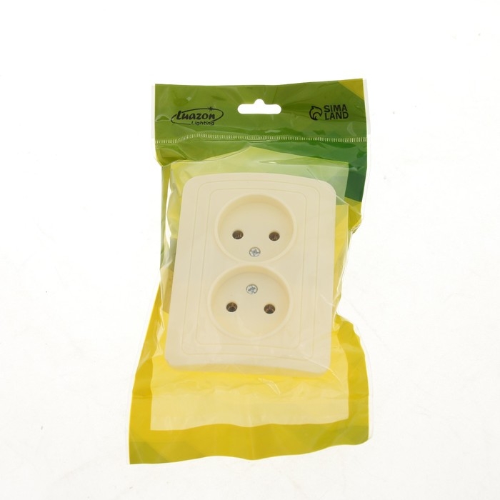 Розетка двухместная Luazon Lighting Розетка двухместная Luazon Lighting "Орион", 10 А, скрытая, без з/к, бежевая