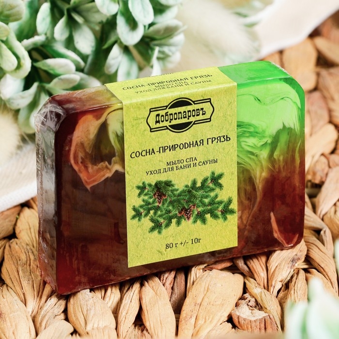 Мыло СПА - уход для бани и сауны Мыло СПА - уход для бани и сауны "Сосна — Природная грязь" Добропаровъ РУЧНАЯ РАБОТА 80 гр