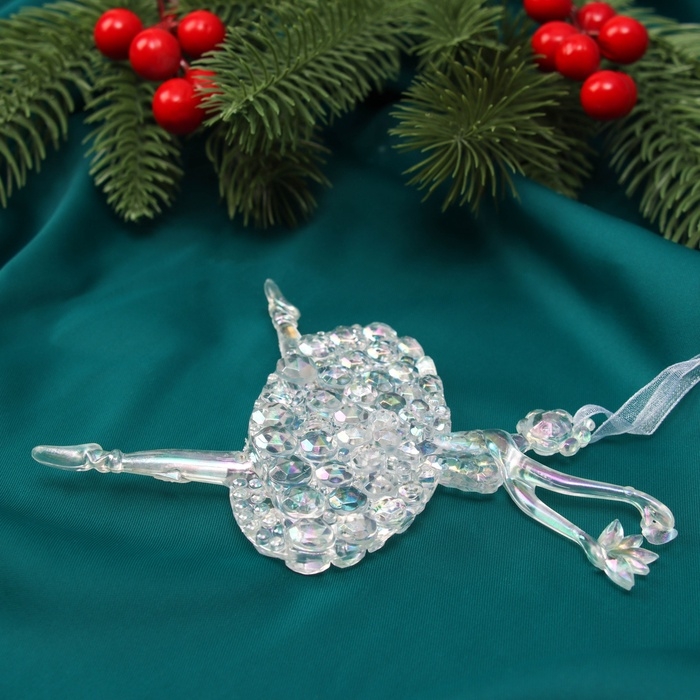 Ёлочная игрушка &laquo;Зимнее волшебство. Балерина перелив&raquo; пластик, 14х10,5 см, прозрачный