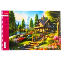 Альбом для рисования А4, 40 листов, на гребне, "Живописные уголки", обложка мелованный картон, перфорация на отрыв, блок 100 г/м2, МИКС