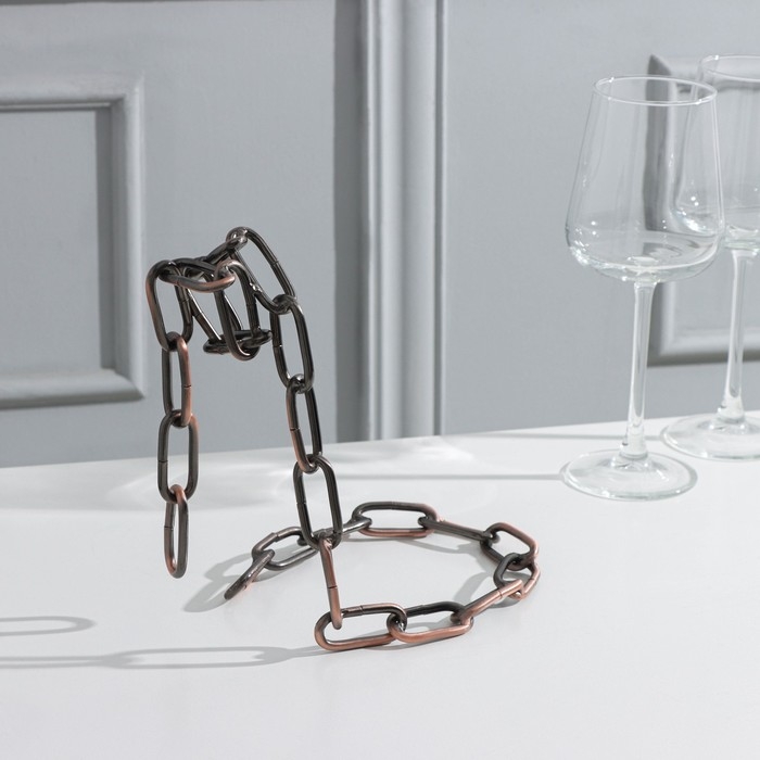Подставка для бутылки Доляна &laquo;Цепь&raquo;, 18,5&times;13&times;19 см, цвет коричневый