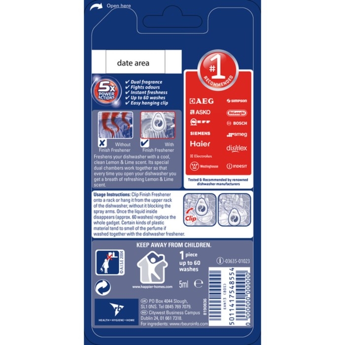 Освежитель для посудомоечных машин Finish Освежитель для посудомоечных машин Finish "Лимон и лайм", 5 г