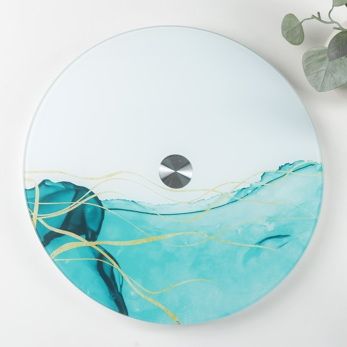 Подставка стеклянная для торта вращающаяся Magistro «Мраморный бриз», d=32 см, цвет голубой Подставка стеклянная для торта вращающаяся Magistro «Мраморный бриз», d=32 см, цвет голубой