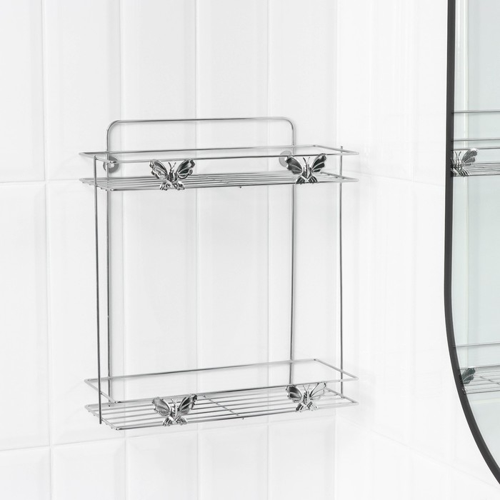 Полка 2-х ярусная Доляна «Бабочки», 28×10,5×31 см Полка 2-х ярусная Доляна «Бабочки», 28×10,5×31 см