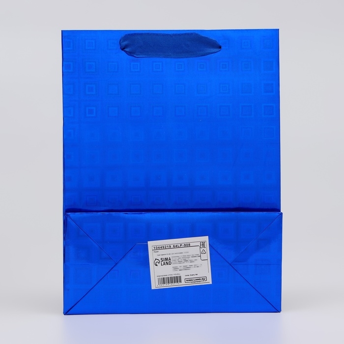 Пакет подарочный, фольгированный, упаковка, с окном Пакет подарочный, фольгированный, упаковка, с окном "Сердце", "Синий", S 23,5 х18 х 8,5 см