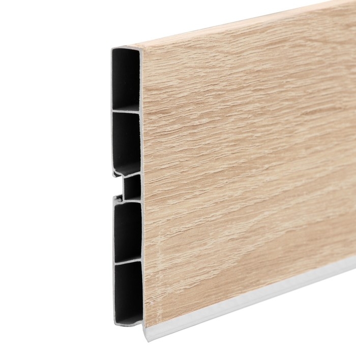 Цоколь ПВХ, 4000х100 мм, дуб сонома светлый