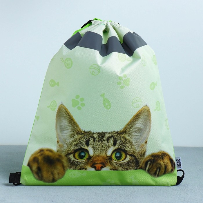 Мешок для обуви со светоотражающим элементом &laquo;Забавный котёнок&raquo; 30 х 40 см
