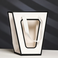 Пакет-переноска для цветов 10 &times; 10 &times; 20 х 18 см, белый с каймой