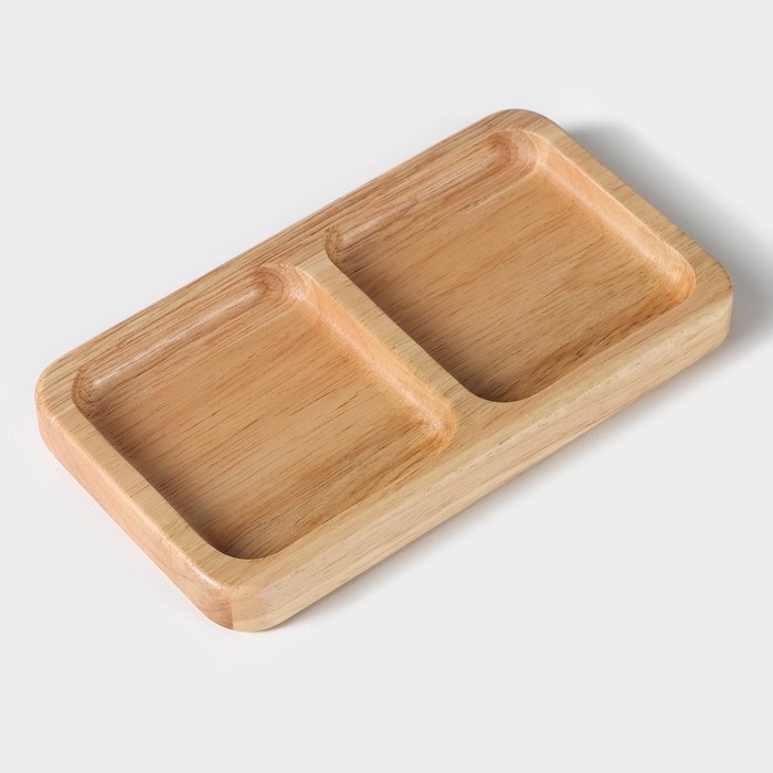 Менажница Magistro Tropical, 2 секции, 18×10×1,8 см, каучуковое дерево Менажница Magistro Tropical, 2 секции, 18×10×1,8 см, каучуковое дерево