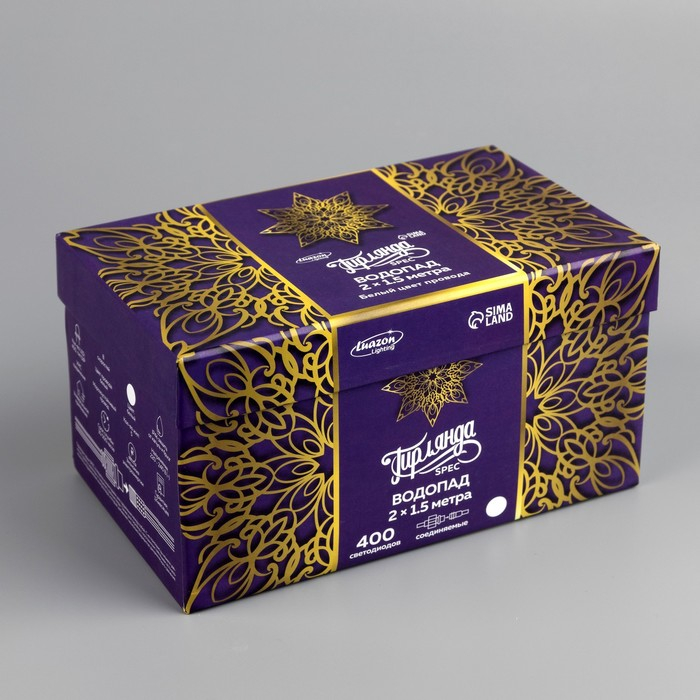 Гирлянда &laquo;Водопад&raquo; 2 &times; 1.5 м, IP44, УМС, белая нить, 400 LED, свечение белое, 8 режимов, 220 В