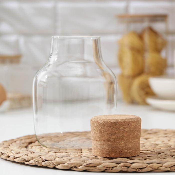 Банка стеклянная для хранения сыпучих продуктов &laquo;Эко&raquo;, 800 мл, 10,5&times;20 см, с пробковой крышкой