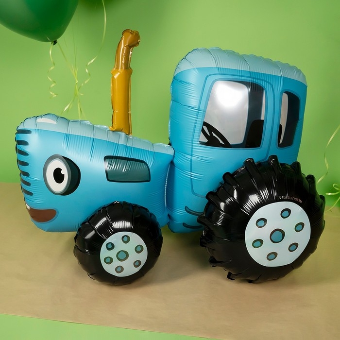 Фольгированный шар 28" &laquo;3D Синий Трактор&raquo;, фигура