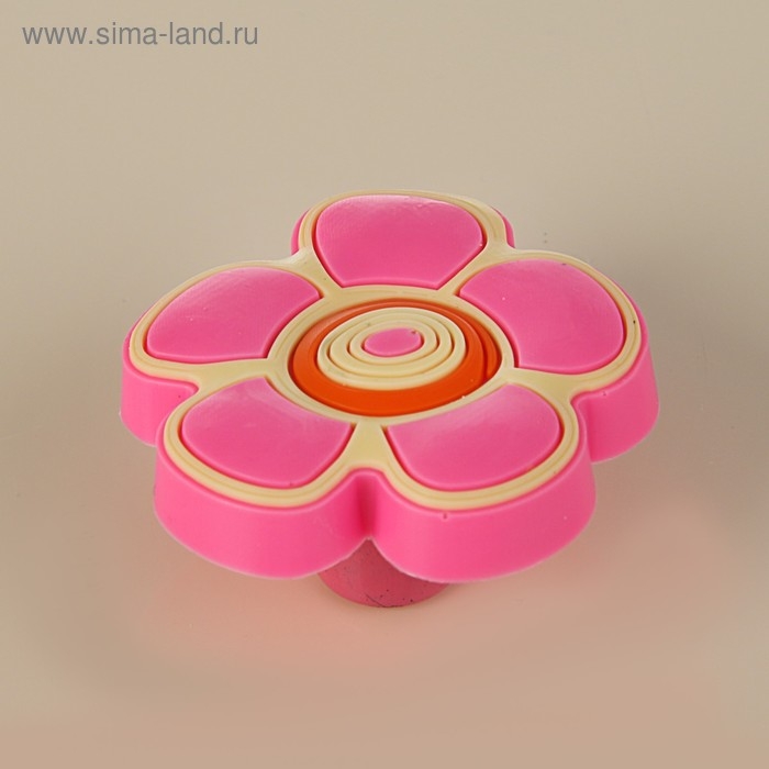 Ручка кнопка детская KID 024, Ручка кнопка детская KID 024, "Цветочек 2", резиновая, розовая
