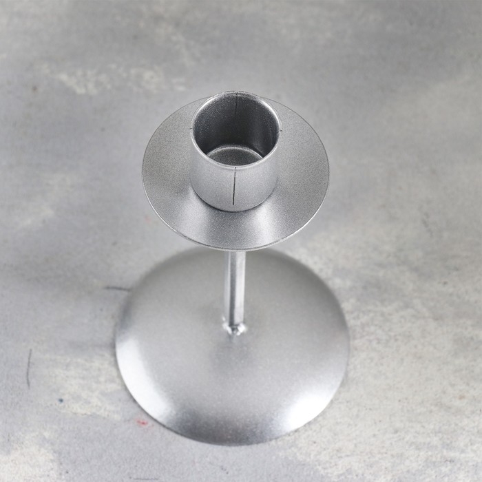 Подсвечник "Боб" металл на одну свечу, 7,4х12 см, серебро