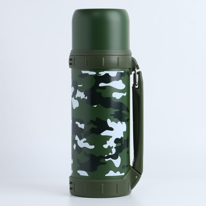 Термос, 1.2 л, Движение Термос, 1.2 л, Движение "Мастер К. Камуфляж", с кружкой, сохраняет тепло 18 ч, 11 х 29 см