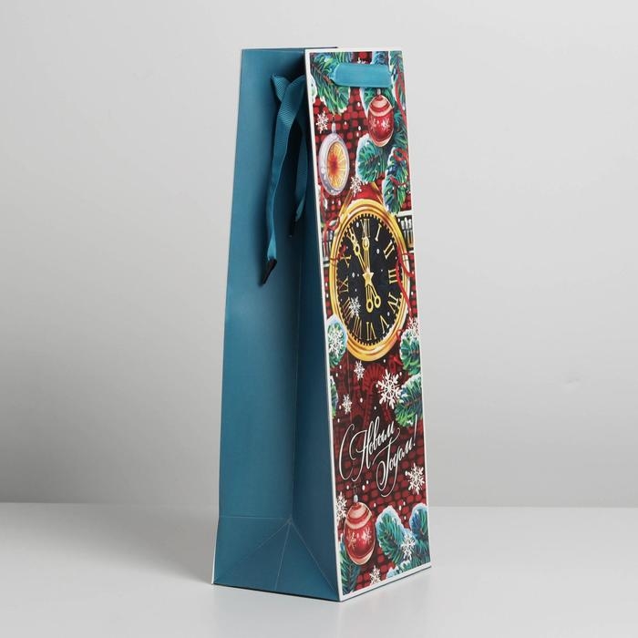 Пакет под бутылку крафтовый &laquo;Чудес в новогоднюю ночь&raquo;, 13 х 36 х 10 см, Новый год