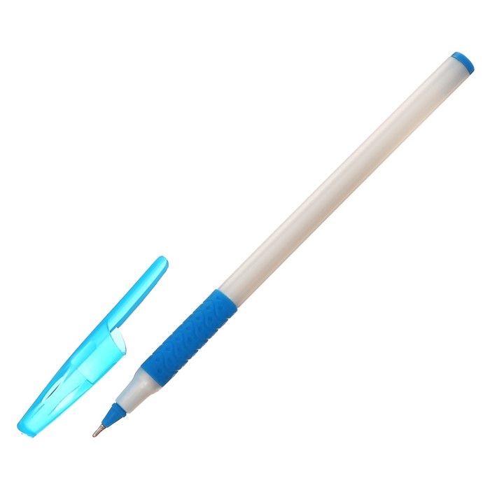 Набор шариковых ручек 12 штук, 0,7мм, корпус белый с резиновым держателем, чернила синие, МИКС Набор шариковых ручек 12 штук, 0,7мм, корпус белый с резиновым держателем, чернила синие, МИКС