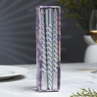 Набор Свечей витых, 1,9х 20 см, 6 штук, серебряный металлик Набор Свечей витых, 1,9х 20 см, 6 штук, серебряный металлик