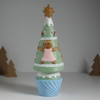 Сувенир керамика свет "Пряничная ёлочка с печенюшками" зелёная 10х10х31 см Сувенир керамика свет "Пряничная ёлочка с печенюшками" зелёная 10х10х31 см