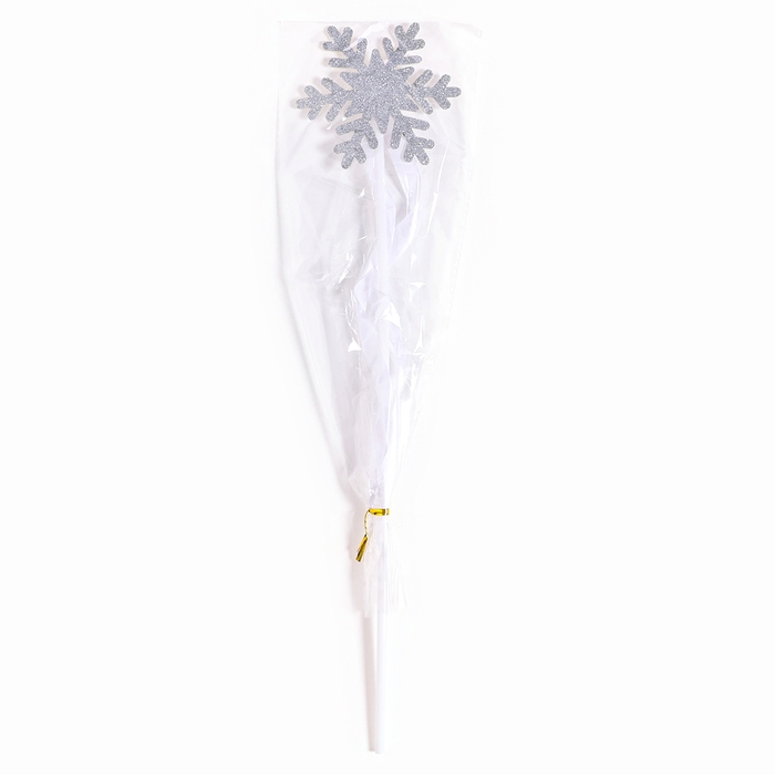 Карнавальный жезл &laquo;Снежинка&raquo;, цвет серебро, с ленточками