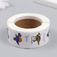 Наклейка бумага "Дино парк" d=2,5 см 500 шт в рулоне Наклейка бумага "Дино парк" d=2,5 см 500 шт в рулоне