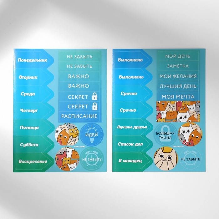 Подарочный набор блокнот-раскраска, трафарет, наклейки и восковые мелки &laquo;Котиков много не бывает&raquo;