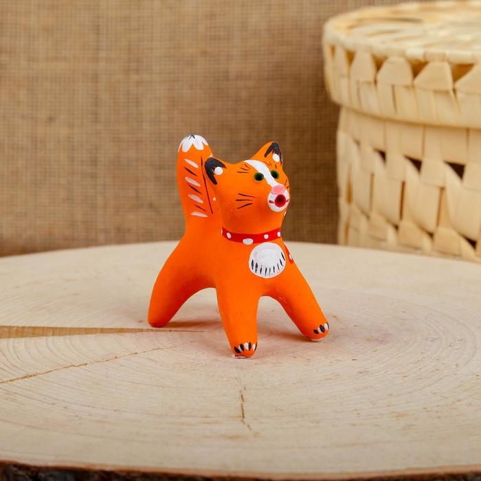 Сувенир &laquo;Котик&raquo;, рыжий, 3,5&times;4&times;5,5 см, каргопольская игрушка, микс