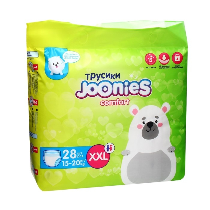 Подгузники-трусики JOONIES Comfort, размер XXL (15-20 кг), 28 шт. Подгузники-трусики JOONIES Comfort, размер XXL (15-20 кг), 28 шт.